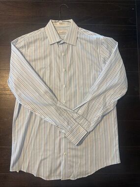 Kenneth Cole New York Light Blue & White Striped Dress Shirt
